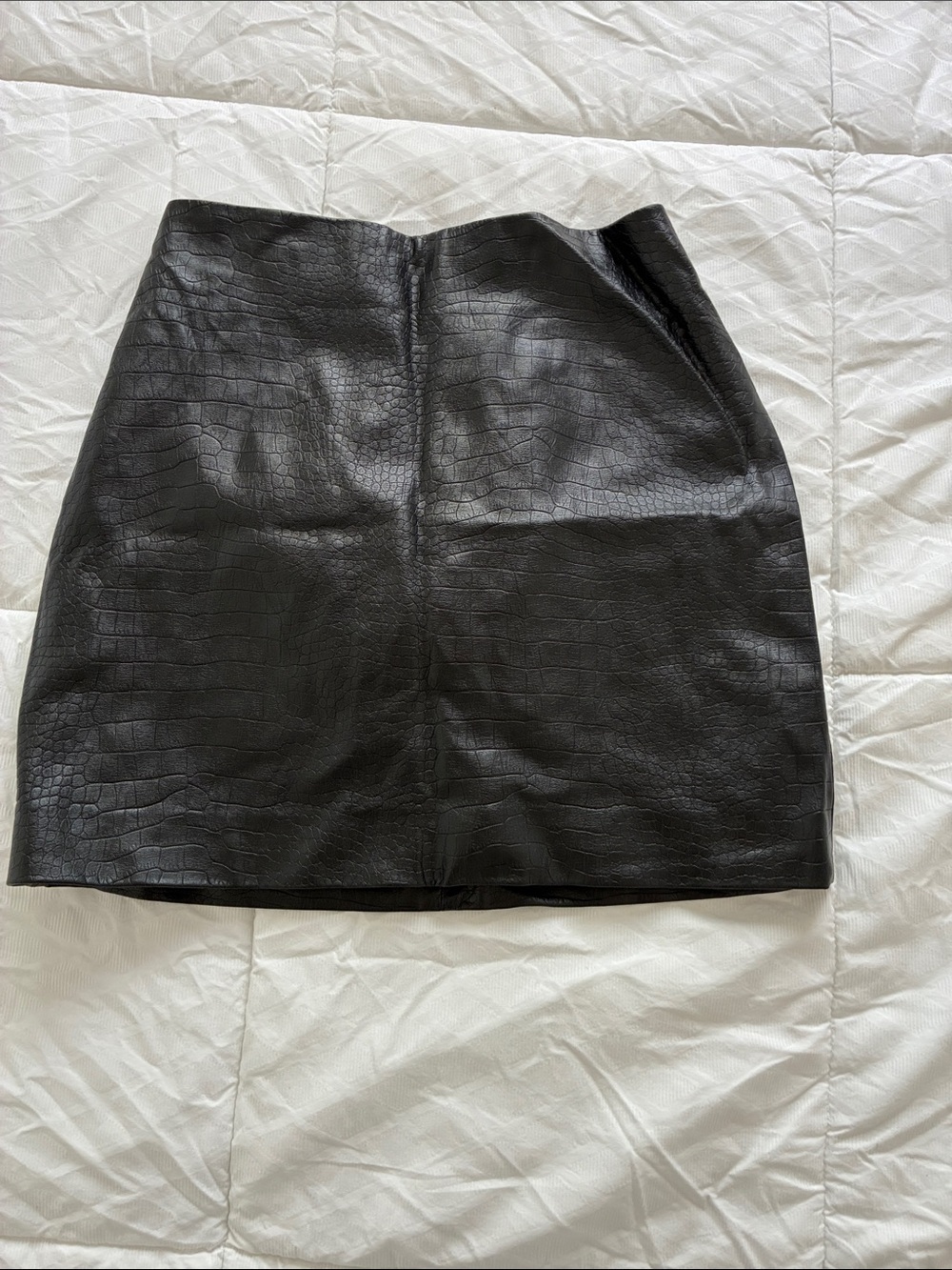 H&M Black Faux Croc Mini Skirt